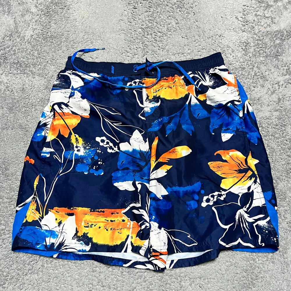 Nike Swim Trunks Shorts Mens XL Blue Floral Tropical Mesh Lined